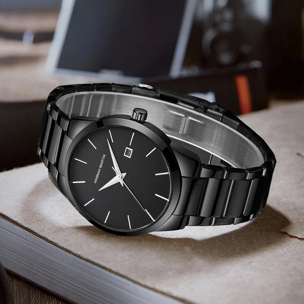 Relógio Masculino em Aço Inox Quartzo Hannah Martin Black