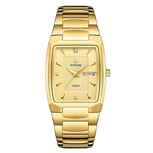 Relógio Masculino em Aço Quartzo Quadrado WWOOR Lux