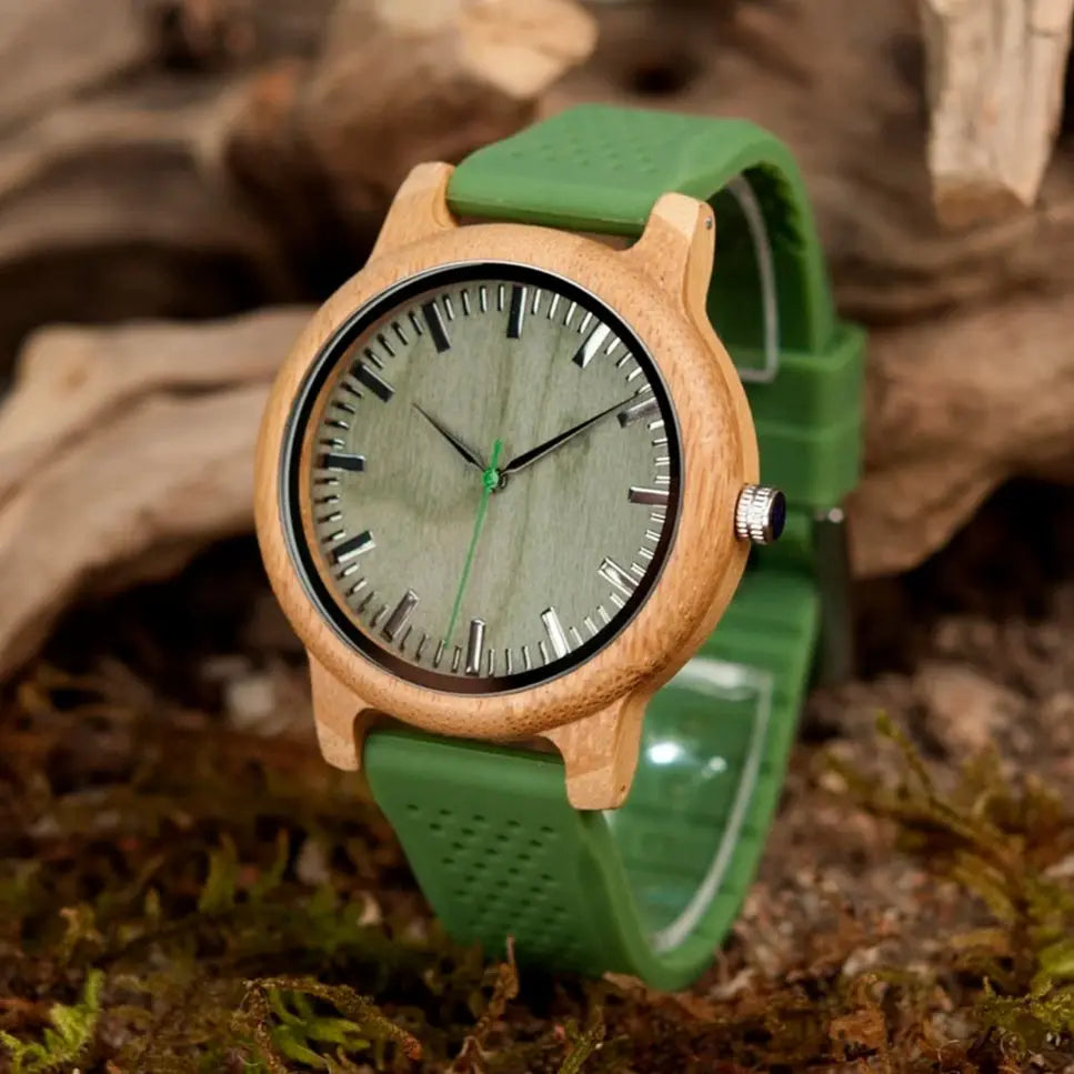 Relógio Masculino em Madeira Quartzo Bobo Bird Bamboo (+ Brinde)