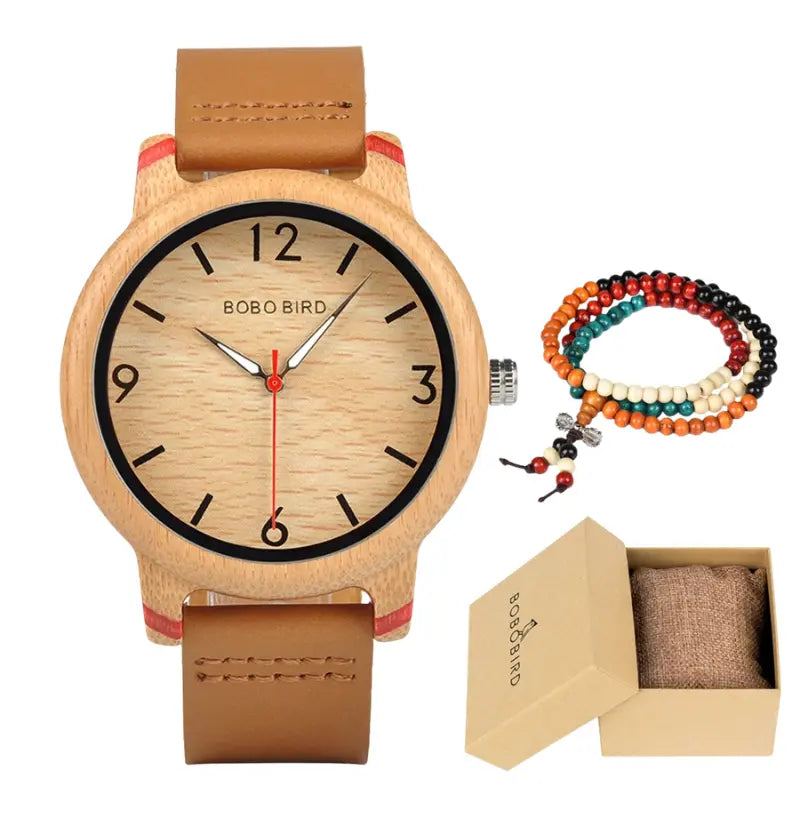 Relógio Masculino em Madeira Quartzo Bobo Bird Bamboo (+ Brinde)