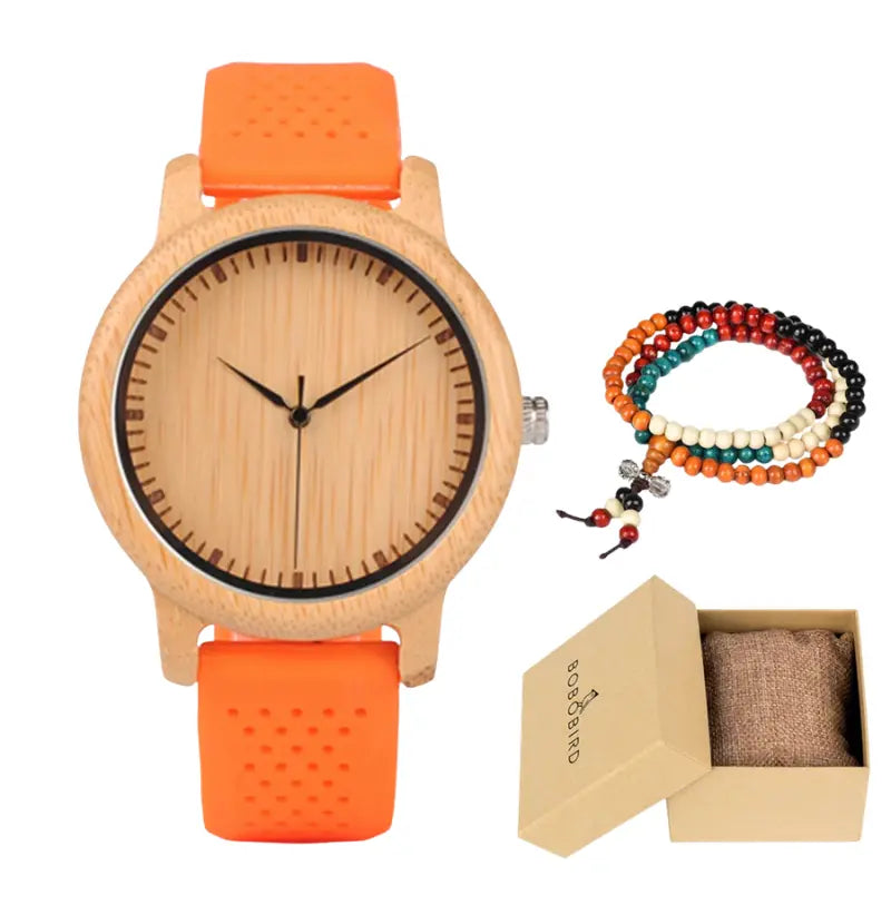 Relógio Masculino em Madeira Quartzo Bobo Bird Bamboo (+ Brinde)