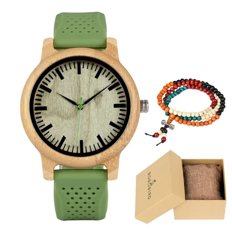Relógio Masculino em Madeira Quartzo Bobo Bird Bamboo (+ Brinde)