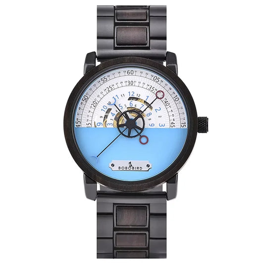 Relógio Masculino em Madeira e Aço Mecânico Bobo Bird Compass