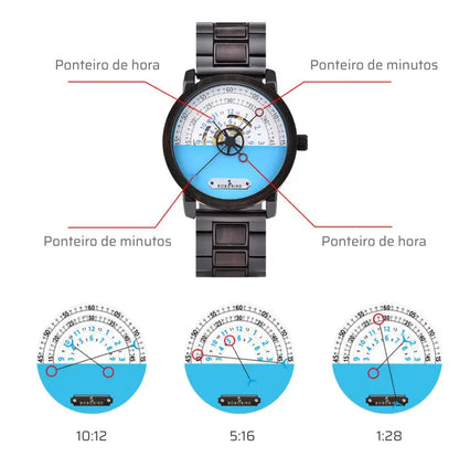 Relógio Masculino em Madeira e Aço Mecânico Bobo Bird Compass