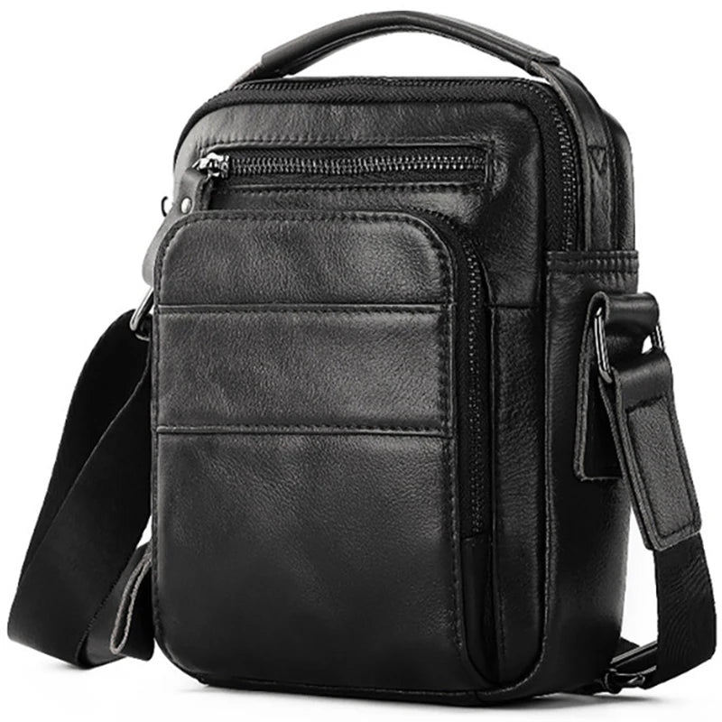 Bolsa Transversal Masculina de Couro Preto- Orion