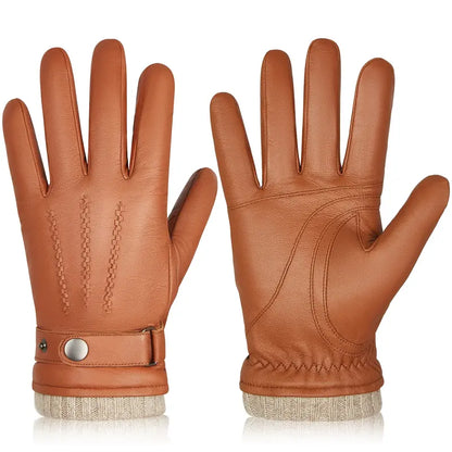 Luva Masculina de Couro Marrom - Orion