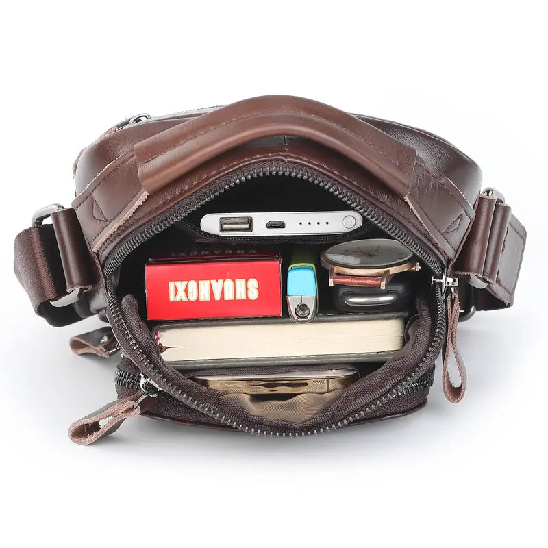 Bolsa Transversal Masculina de Couro Marrom - Orion