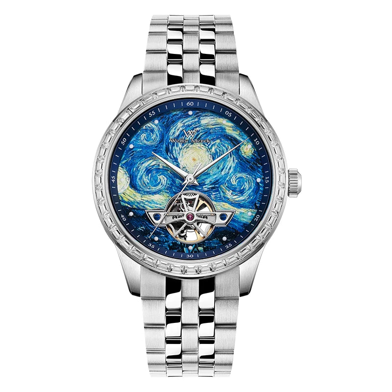 Relógio Masculino Aço Inox Welly Merck Painting