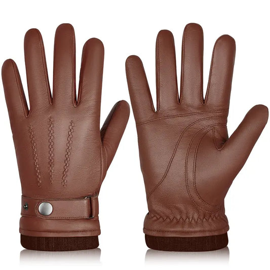 Luva Masculina de Couro Marrom - Orion