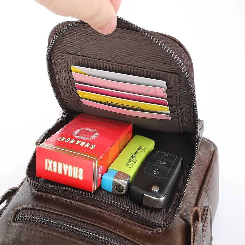 Bolsa Transversal Masculina de Couro Marrom - Orion