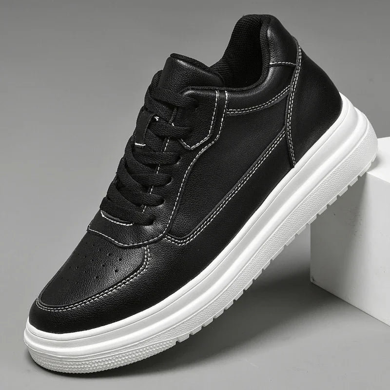 Tênis Masculino Casual de Couro Elevation - Ganhe 8cm de Altura!