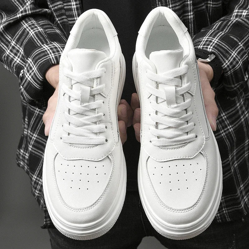 Tênis Masculino Casual de Couro Elevation - Ganhe 8cm de Altura!